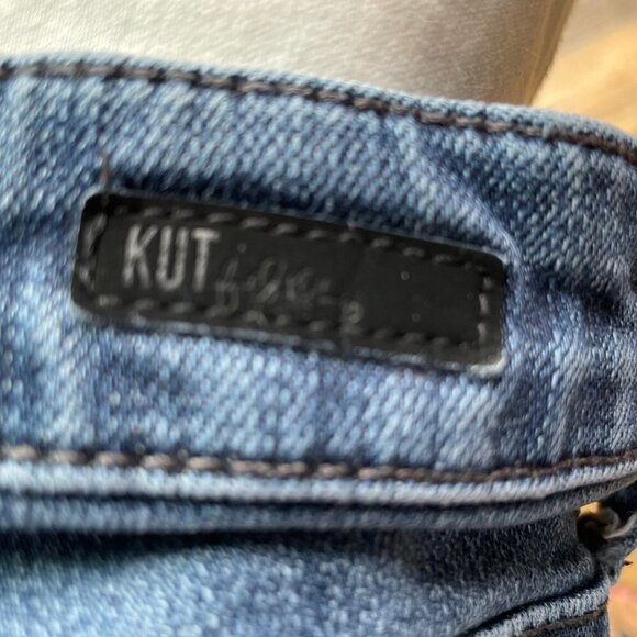 KUT From The Kloth Medium Blue Distressed Denim Jeans Skinny Legs Size 2 - Picture 9 of 12
